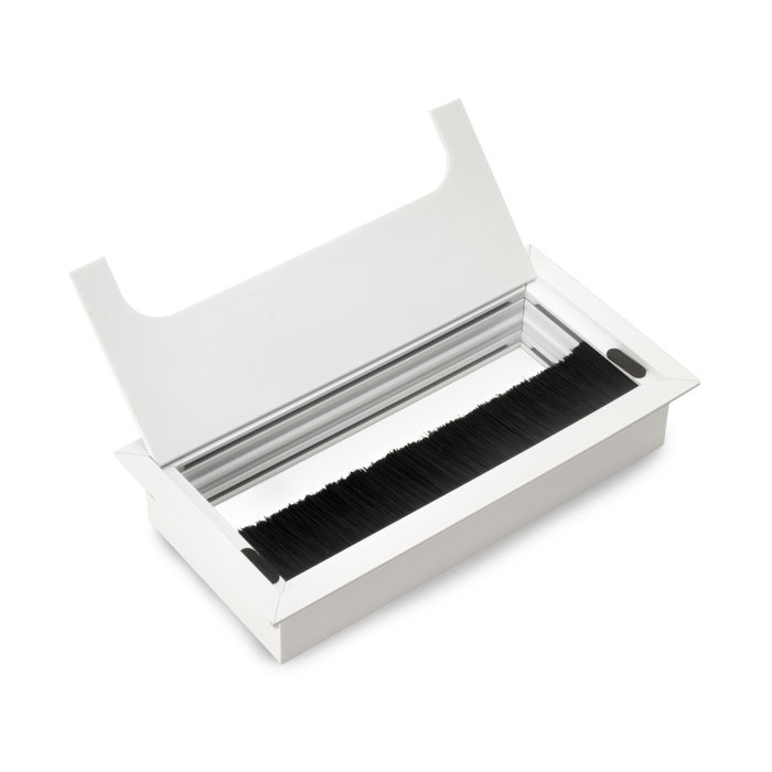 Emuca Passe-câbles de table Quadrum rectangulaire 159x80mm blanc
