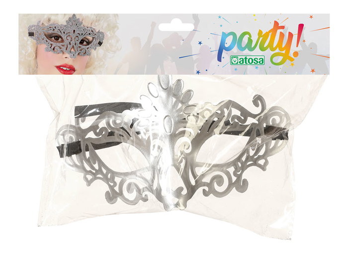 Antifaz vénitien femme adulte en argent pour carnaval, fêtes, spectacles - Masque élégant et brillant pour déguisement