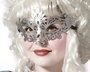 Antifaz vénitien femme adulte en argent pour carnaval, fêtes, spectacles - Masque élégant et brillant pour déguisement