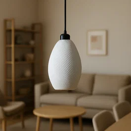 Lampe Suspendue Paval Blanc/Fleuron Noir/Câble Noir