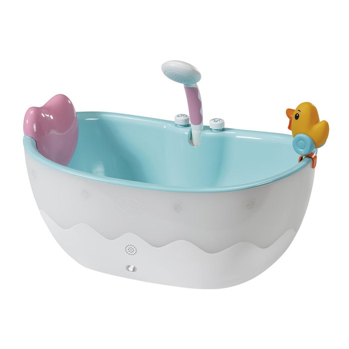 Zapf Creation Baby Born - Baignoire interactive avec douche lumineuse multicolore, jet d'eau et coussin cœur - Compatible poupées 36 et 43 cm