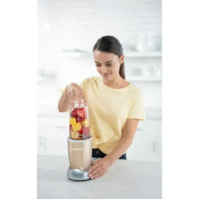 Nutribullet NB907CP Blender personnel Pro 900, 900W, 0.9L, 2 tasses, 2 couvercles, anneau, doré, lames acier inoxydable
