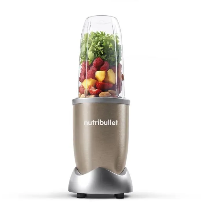 Nutribullet NB907CP Blender personnel Pro 900, 900W, 0.9L, 2 tasses, 2 couvercles, anneau, doré, lames acier inoxydable