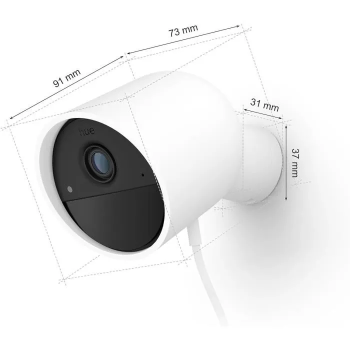 Philips Hue Caméra Filaire Secure HD 1080P Blanc - Caméra de Sécurité Intérieure et Extérieure avec Vision Nocturne, Détection IA et Enregistrement sur 60 Jours Philips Hue Caméra Filaire Secure HD 1080P Blanc - Caméra de Sécurité Intérieure et Extérieure avec Vision Nocturne, Détection IA et Enregistrement sur 60 Jours