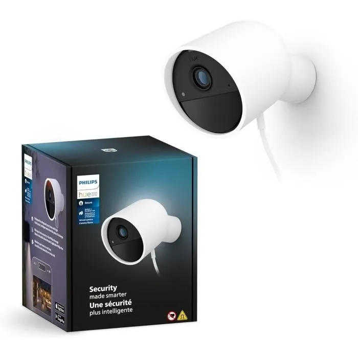 Philips Hue Caméra Filaire Secure HD 1080P Blanc - Caméra de Sécurité Intérieure et Extérieure avec Vision Nocturne, Détection IA et Enregistrement sur 60 Jours Philips Hue Caméra Filaire Secure HD 1080P Blanc - Caméra de Sécurité Intérieure et Extérieure avec Vision Nocturne, Détection IA et Enregistrement sur 60 Jours