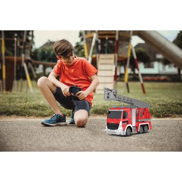 Lexibook Crosslander Pro - Camion de pompiers télécommandé avec échelle rotative, jet d'eau, effets sonores et lumineux - Jouet pour enfants