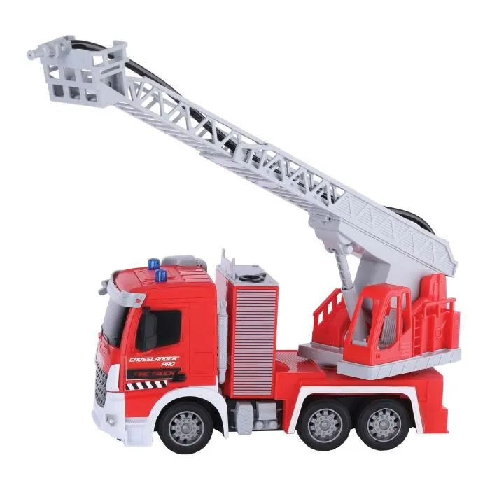 Lexibook Crosslander Pro - Camion de pompiers télécommandé avec échelle rotative, jet d'eau, effets sonores et lumineux - Jouet pour enfants