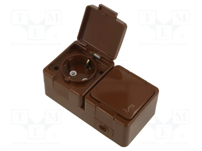 ABEX Socle d'alimentation Schuko double marron 16A 250V AC ABEX Socle d'alimentation Schuko double marron 16A 250V AC
