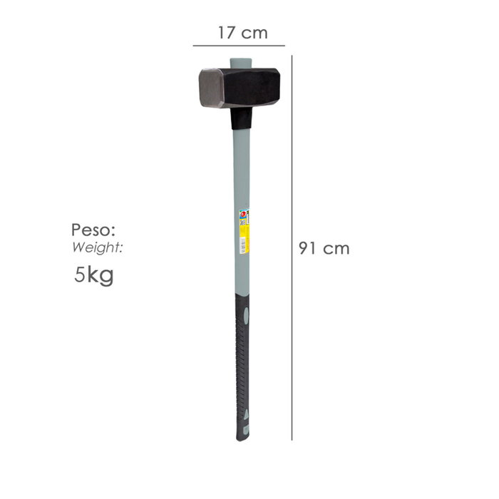 WOLFPACK LINEA PROFESIONAL Maza avec manche en fibre de verre, 5 kg