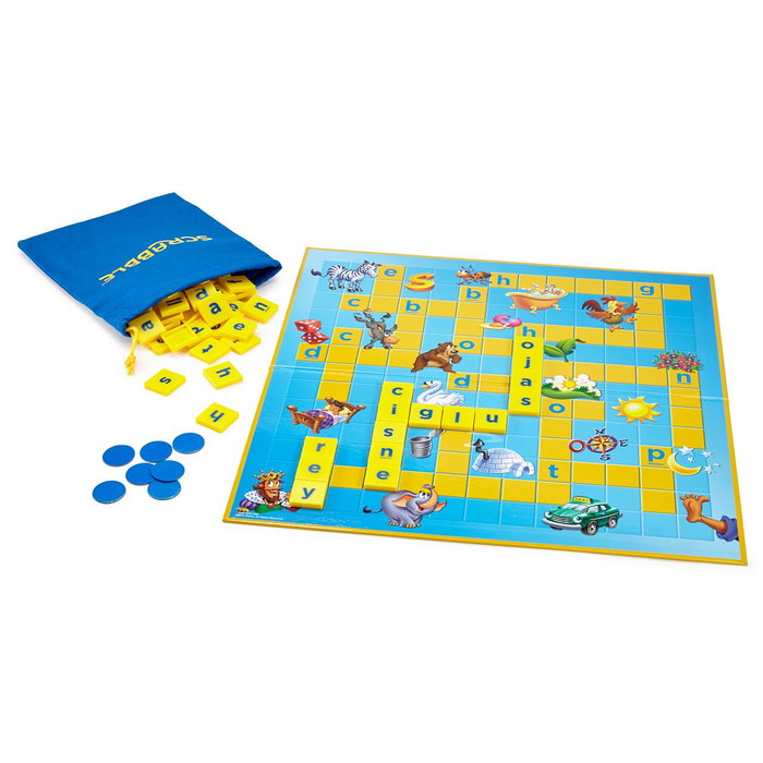 Mattel Games Scrabble Junior Juego de Mesa Version Espagnole Référence Y9669 pour Enfants à partir de 6 Ans avec 2 Niveaux de Difficulté de 2 à 4 Joueurs