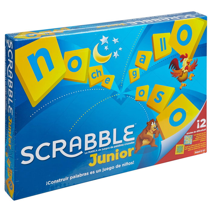 Mattel Games Scrabble Junior Juego de Mesa Version Espagnole Référence Y9669 pour Enfants à partir de 6 Ans avec 2 Niveaux de Difficulté de 2 à 4 Joueurs