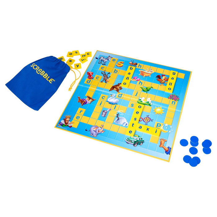 Mattel Games Scrabble Junior Juego de Mesa Version Espagnole Référence Y9669 pour Enfants à partir de 6 Ans avec 2 Niveaux de Difficulté de 2 à 4 Joueurs