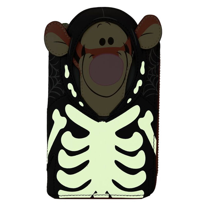 Loungefly - Cartera Skeleton - Porte-cartes Winnie l'Ourson avec Tigrou Disney - Portefeuille en cuir vegan PU à fermeture éclair