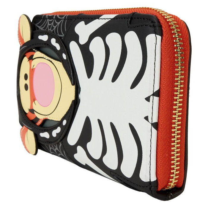 Loungefly - Cartera Skeleton - Porte-cartes Winnie l'Ourson avec Tigrou Disney - Portefeuille en cuir vegan PU à fermeture éclair
