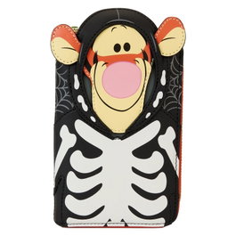 Loungefly - Cartera Skeleton - Porte-cartes Winnie l'Ourson avec Tigrou Disney - Portefeuille en cuir vegan PU à fermeture éclair