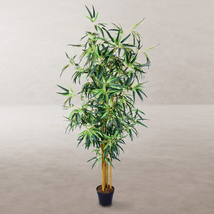 BigBuy Home Plante décorative Ciment Tissu Bambou 150 cm BigBuy Home Plante décorative Ciment Tissu Bambou 150 cm