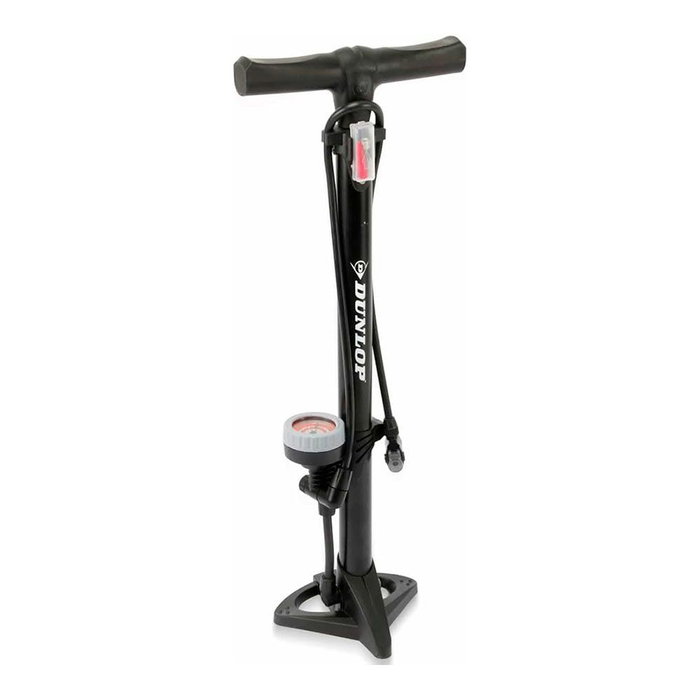Dunlop Pompe à pied pour vélo avec manomètre analogique, noire Dunlop Pompe à pied pour vélo avec manomètre analogique, noire
