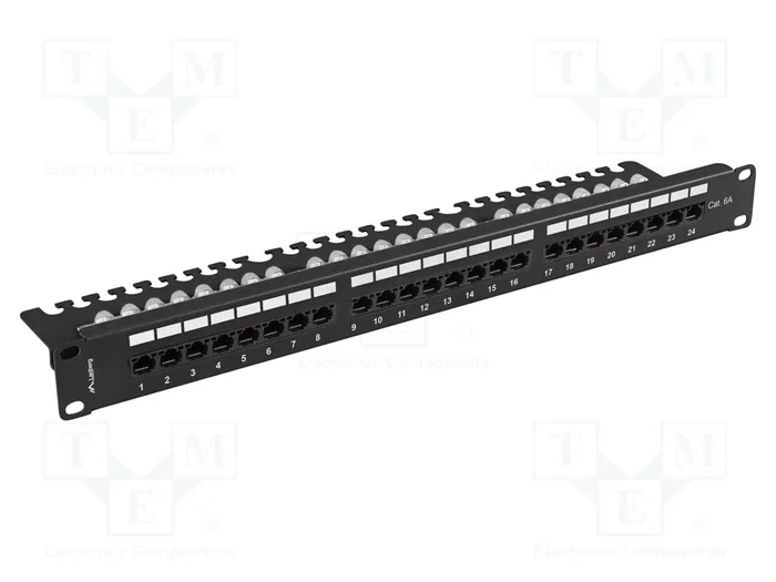 LANBERG Panneau de brassage Cat 6a 24 ports RJ45 1U 19 pouces Noir LANBERG Panneau de brassage Cat 6a 24 ports RJ45 1U 19 pouces Noir