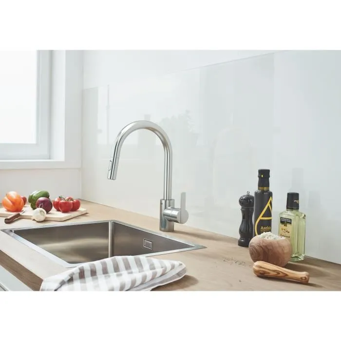 Grohe Mitigeur monocommande Evier avec douchette extractible 2 jets