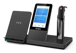 Yealink WH67 - Casque DECT sans fil tout-en-un avec écran tactile 4" (480x800), Bluetooth, USB 3.0, station d'accueil de téléphonie UC, recharge Qi et compatible Microsoft Teams