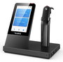 Yealink WH67 - Casque DECT sans fil tout-en-un avec écran tactile 4" (480x800), Bluetooth, USB 3.0, station d'accueil de téléphonie UC, recharge Qi et compatible Microsoft Teams