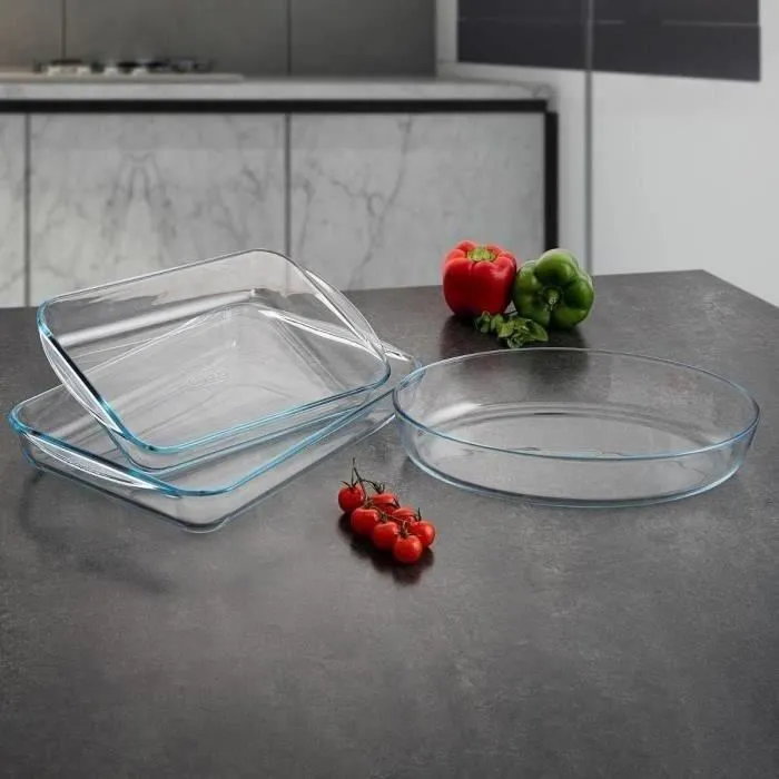 Pyrex 1450032 - Plat à lasagnes rectangulaire en verre borosilicate, résistant de -40°C à 300°C, 35 x 23 cm