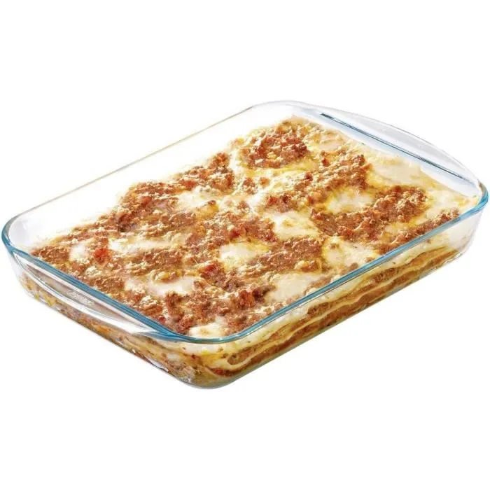 Pyrex 1450032 - Plat à lasagnes rectangulaire en verre borosilicate, résistant de -40°C à 300°C, 35 x 23 cm