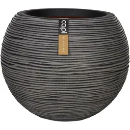 Capi Europe Vase boule RIB NL, vase sphérique moderne en plastique anthracite 40 x 32 cm pour intérieur et extérieur