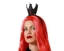 Atosa Diadème Couronne Noire avec Brillant Rouge pour Reine Obscure