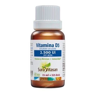 Sura Vitasan Vitamine D3 2.500Ui 15Ml - Aide à l'absorption du calcium, soutien immunitaire et osseux Sura Vitasan Vitamine D3 2.500Ui 15Ml - Aide à l'absorption du calcium, soutien immunitaire et osseux
