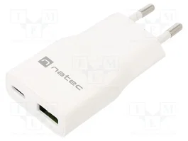 NATEC Chargeur USB blanc GaN 20W