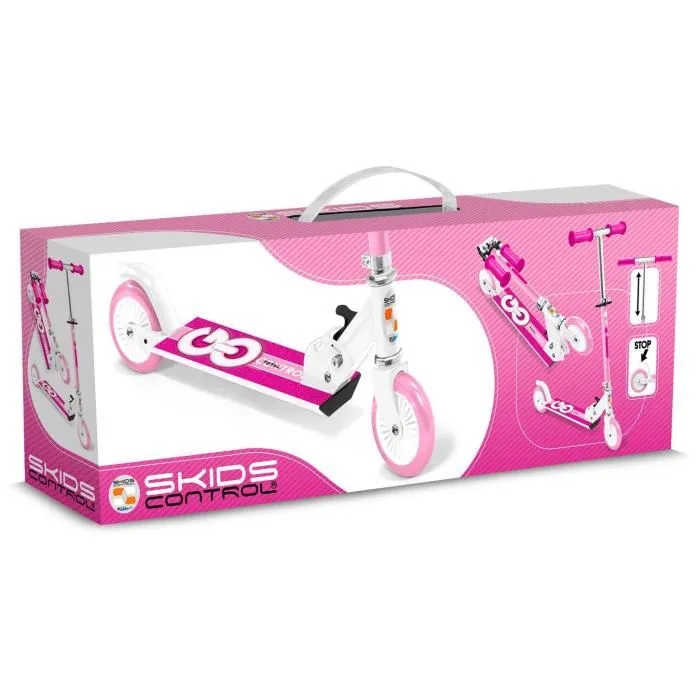 Stamp STAMP SKIDS CONTROL - Trottinette pliable pour enfants à partir de 5 ans - Rose - Plateau aluminium antidérapant - Roulements ABEC 5 - Frein arrière au pied