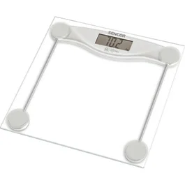 Sencor Pese Personne SBS 113SL - Balance de salle de bain avec surface en verre trempé 6 mm, capacité 150 kg, écran LCD large, mise en marche automatique