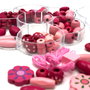 TACHAN - Kit de perles en bois roses pour créer des bracelets et colliers - Multilangue (Anglais, Français, Allemand, Italien, Portugais, Espagnol) - À partir de 5 ans