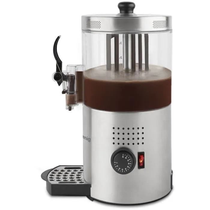 H.Koenig SHK800 Distributeur de Chocolat Chaud - 3 L, 1200 W, Thermostat Réglable 90 °C, Maintien au Chaud, Corps Inox