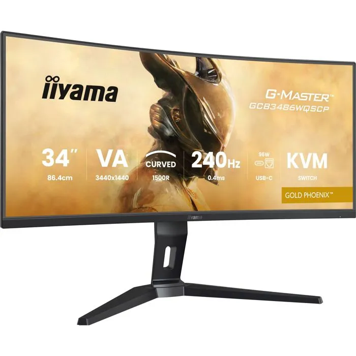 Iiyama G-Master GOLD PHoeNIX - Écran PC Gaming incurvé 34" Dalle VA 240Hz 0.4ms 3440x1440 FreeSync Premium USB-C 95W Hub USB KVM Réglable en hauteur