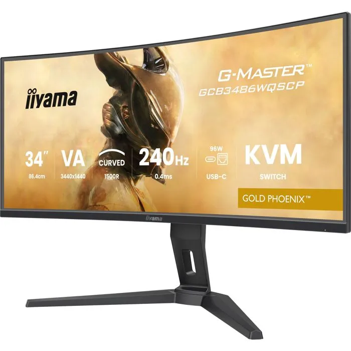 Iiyama G-Master GOLD PHoeNIX - Écran PC Gaming incurvé 34" Dalle VA 240Hz 0.4ms 3440x1440 FreeSync Premium USB-C 95W Hub USB KVM Réglable en hauteur