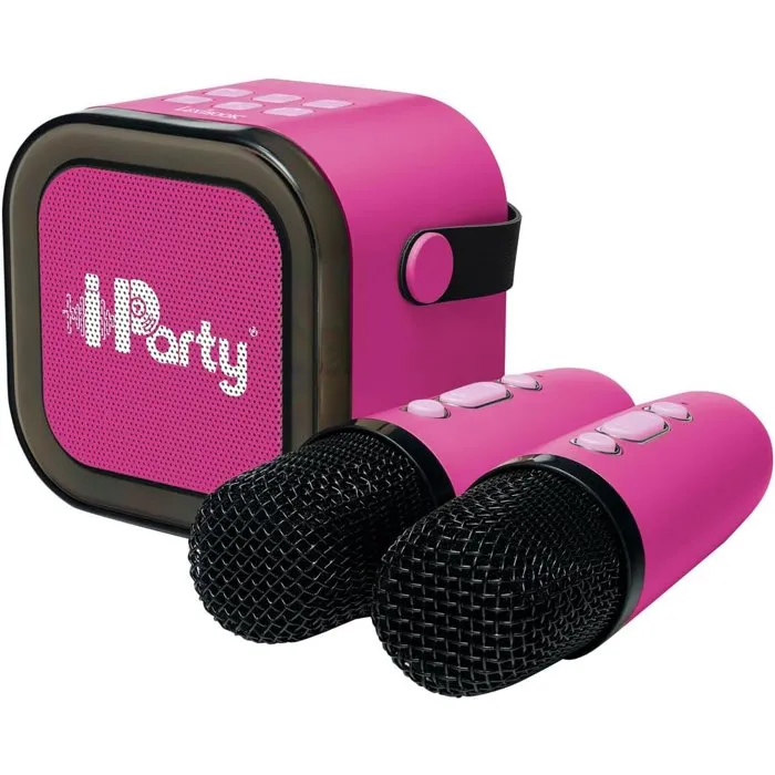 Lexibook Enceinte Karaoké Portable Rose avec 2 microphones sans fil