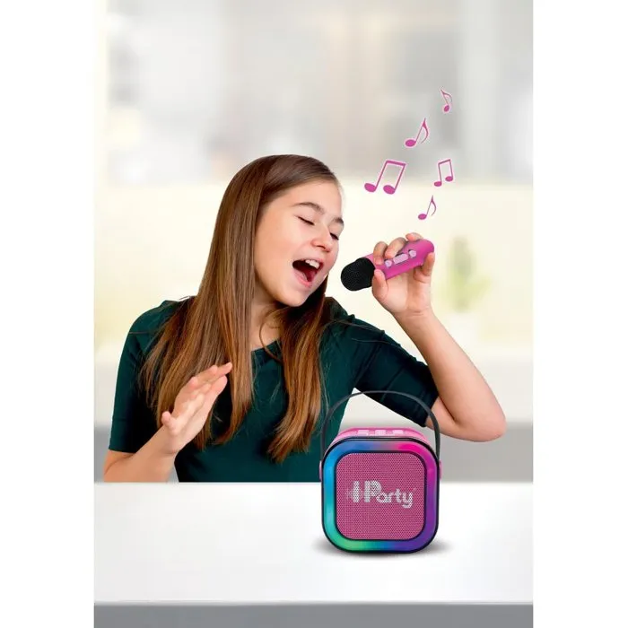 Lexibook Enceinte Karaoké Portable Rose avec 2 microphones sans fil