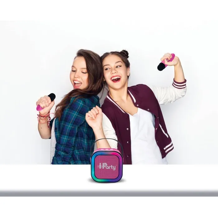 Lexibook Enceinte Karaoké Portable Rose avec 2 microphones sans fil