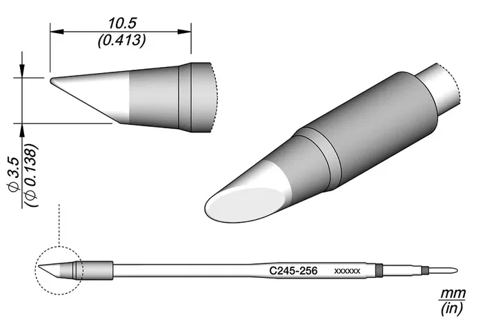 JBC TOOLS Pointe allongée pante conique 3,5mm JBC TOOLS Pointe allongée pante conique 3,5mm
