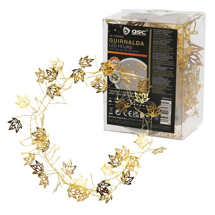 GSC Evolution Guirlande LED à feuilles dorées, 1,5 m, lumière chaude GSC Evolution Guirlande LED à feuilles dorées, 1,5 m, lumière chaude
