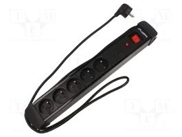 LANBERG Bloc PC parafoudre, 5 prises, noir