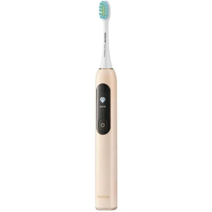 Sencor SOC 5011GD Brosse à dents électrique - Affichage numérique, 4 modes, 38000 mouvements/min, capteur de pression, autonomie 30 jours, étanche IPX7, charge USB-C Sencor SOC 5011GD Brosse à dents électrique - Affichage numérique, 4 modes, 38000 mouvements/min, capteur de pression, autonomie 30 jours, étanche IPX7, charge USB-C