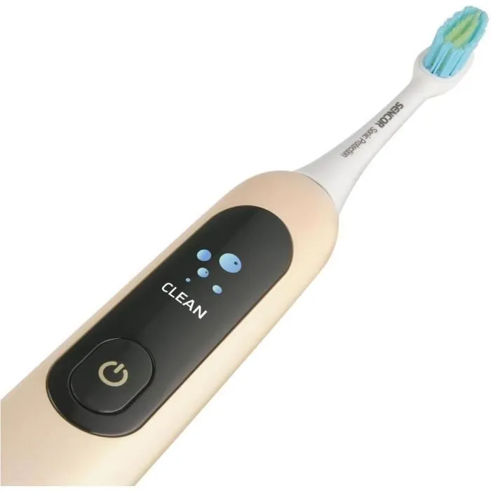 Sencor SOC 5011GD Brosse à dents électrique - Affichage numérique, 4 modes, 38000 mouvements/min, capteur de pression, autonomie 30 jours, étanche IPX7, charge USB-C Sencor SOC 5011GD Brosse à dents électrique - Affichage numérique, 4 modes, 38000 mouvements/min, capteur de pression, autonomie 30 jours, étanche IPX7, charge USB-C