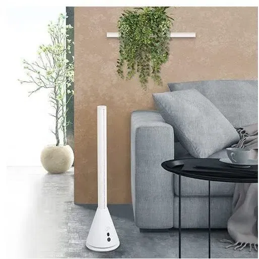 Farelek SILENT-AIR TUBE - Ventilateur colonne sans pale blanc 26W, ultra-silencieux avec 9+2 vitesses, oscillation 40 degres, telecommande et mode brise