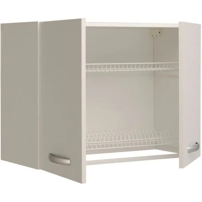 Parisot Spring - Meuble haut de cuisine avec égouttoir intégré, 2 portes - Blanc - 80 x 35.6 x 57.9 cm