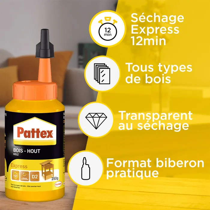 Pattex Biberon Express 750 g - Colle vinylique universelle pour montage, assemblage et placage - Acétate de polyvinyle en dispersion aqueuse