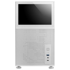 Mars Gaming MC-LCD Boîtier Mini Tower PC Micro-ATX Noir/Blanc avec Écran LCD 8", Panneau Mesh et USB-C