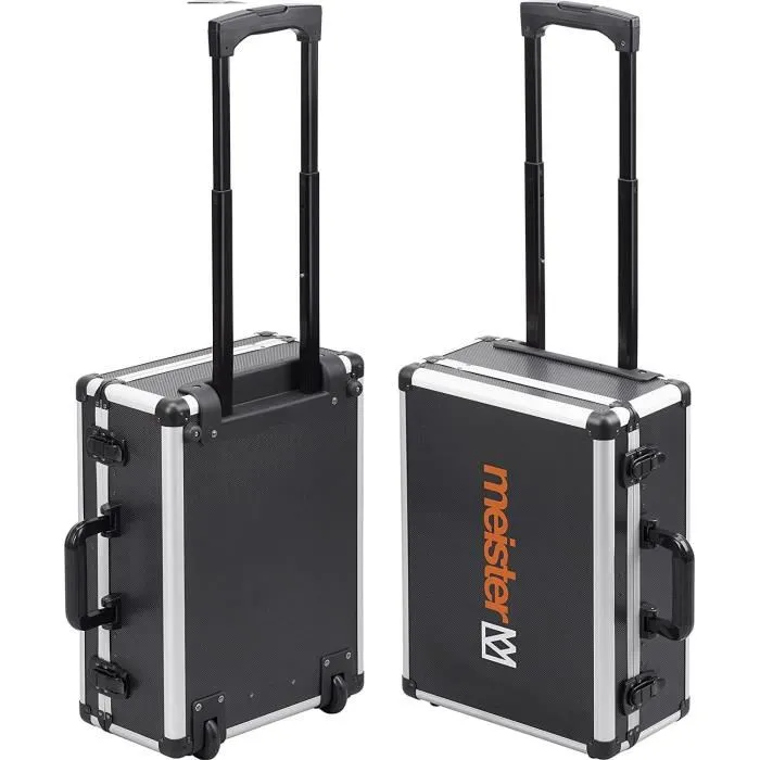 Meister - Boîte à outils 156 pièces complète avec tournevis, clés, pinces, marteau, scie et testeur, boîtier aluminium